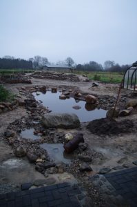 Dachwassereinspeisung über "Bachlauf" in Naturteich