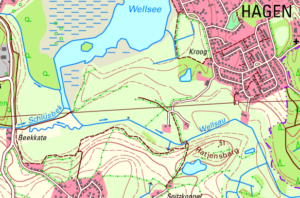 Elschenhagen - Kroog südlich des Wellsees. ©GeoBasis-DE/LVermGeo SH/CC BY 4.0 (Quelle verändert).