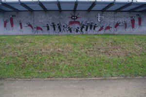 Graffiti an der Aussichtsplattform im Schleusenpark