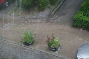 Hagel zeigt Erosion von Wegefläche in Kiel-Gaarden