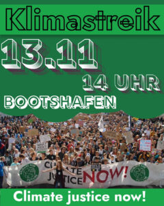 Demoplakat für den Klimastreik FFF Kiel am 13.11.2026