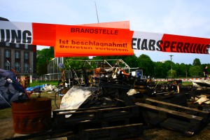 Occupy Kiel Camp durch Feuer zerstört